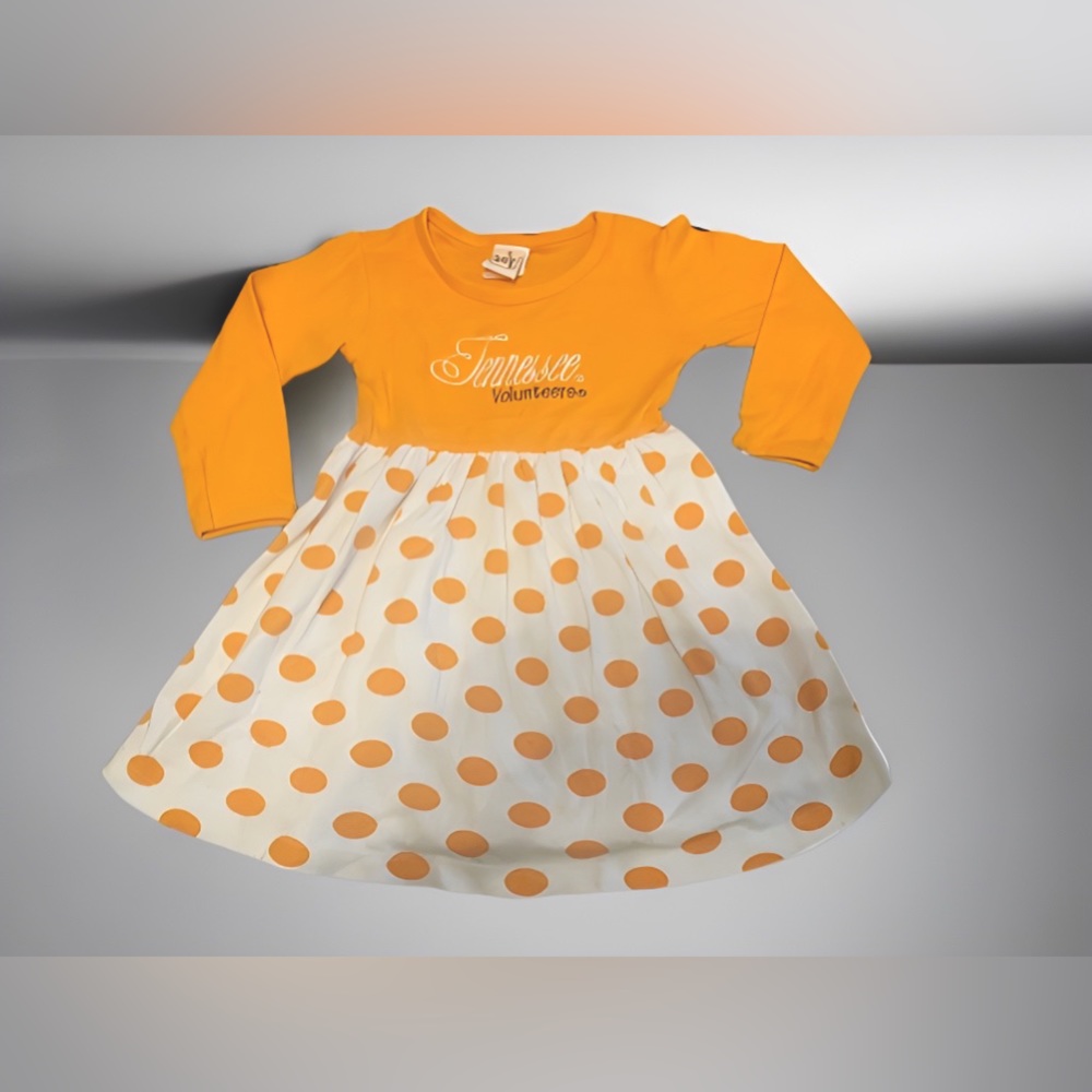 Little King Tennessee Volunteers football long sleeve polka dots dress size 2t